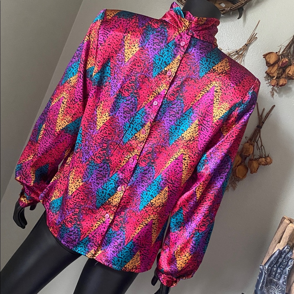 Vintage Michelle Stuart Multicolor Abstract Button Down Shirt - Picture 7 of 12